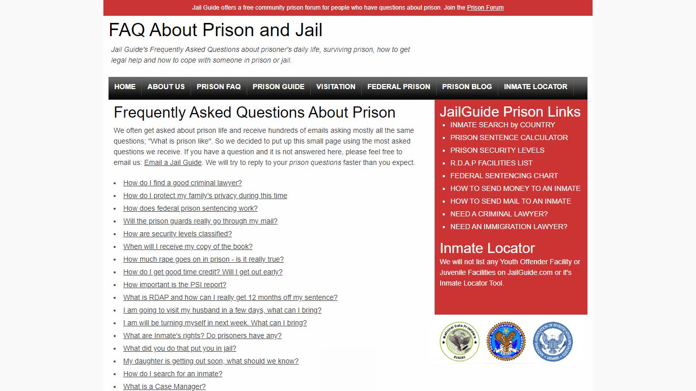 Prison Questions for Worldwide Jails and Inmate Search and Lookups